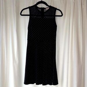 Girls Black Velvet Fit & Flare Dress